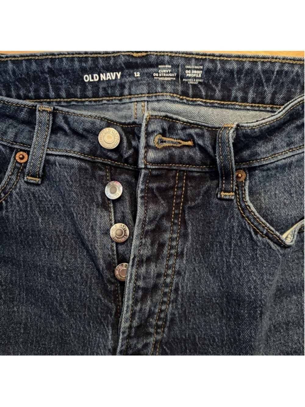Old Navy High Rise/Button Fly OG Straight Jeans - Size 12 - Picture 4 of 9